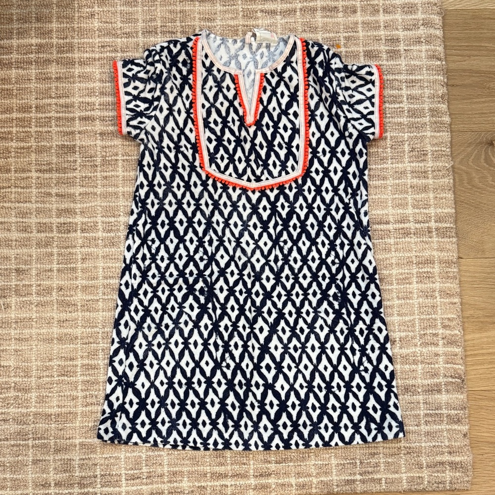 Crewcuts Navy and White Patterned coverup with Orange Accents